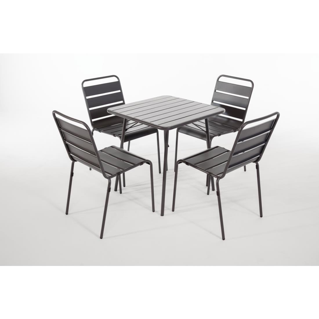 Bolero Slatted Steel Side Chairs Grey (Pack of 4) - CS727