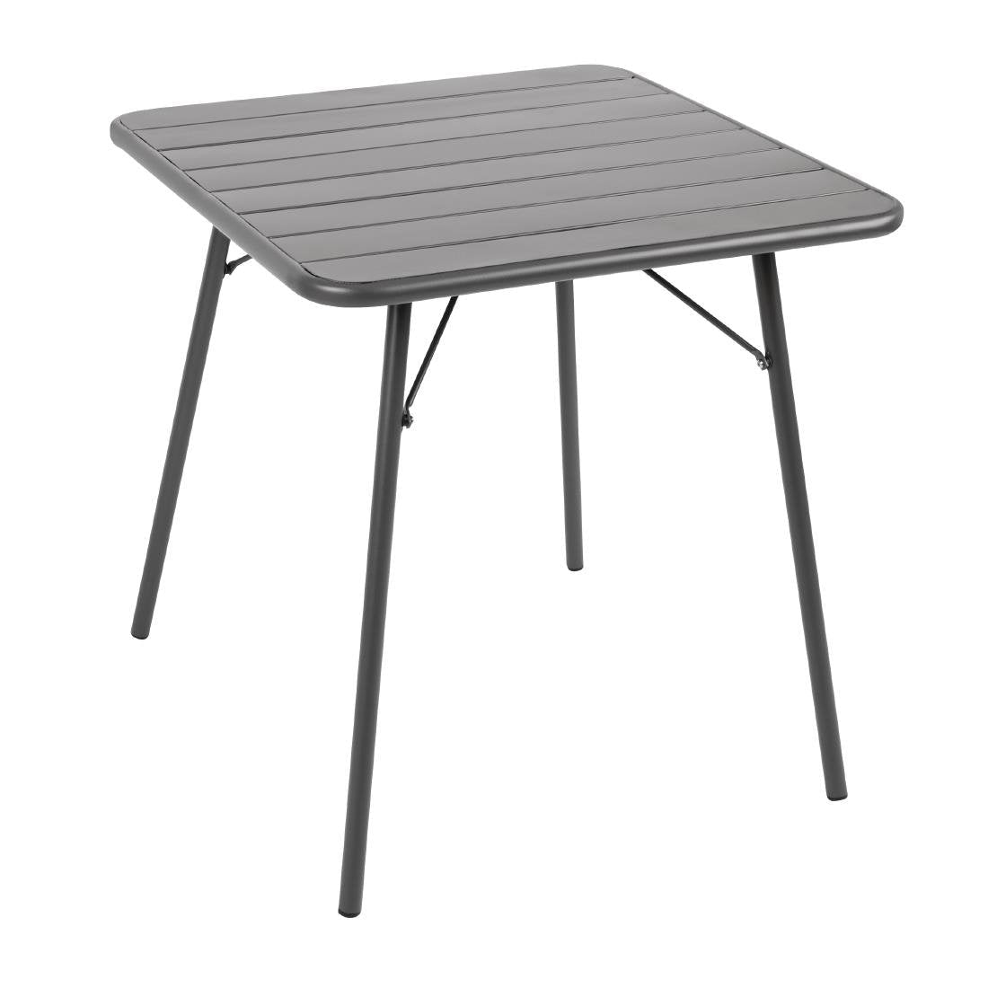Bolero Square Slatted Steel Table Grey 700mm - CS730