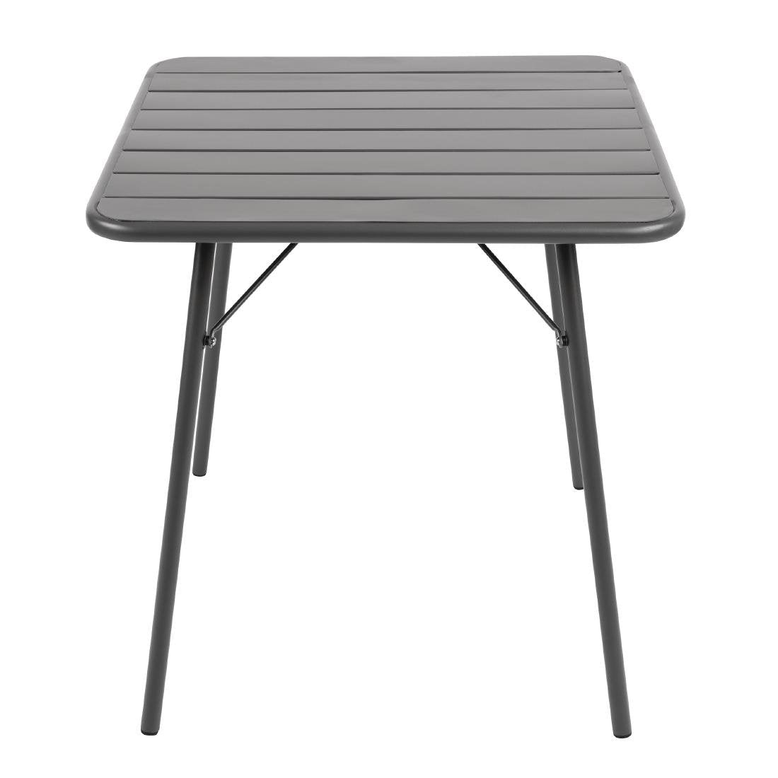 Bolero Square Slatted Steel Table Grey 700mm - CS730