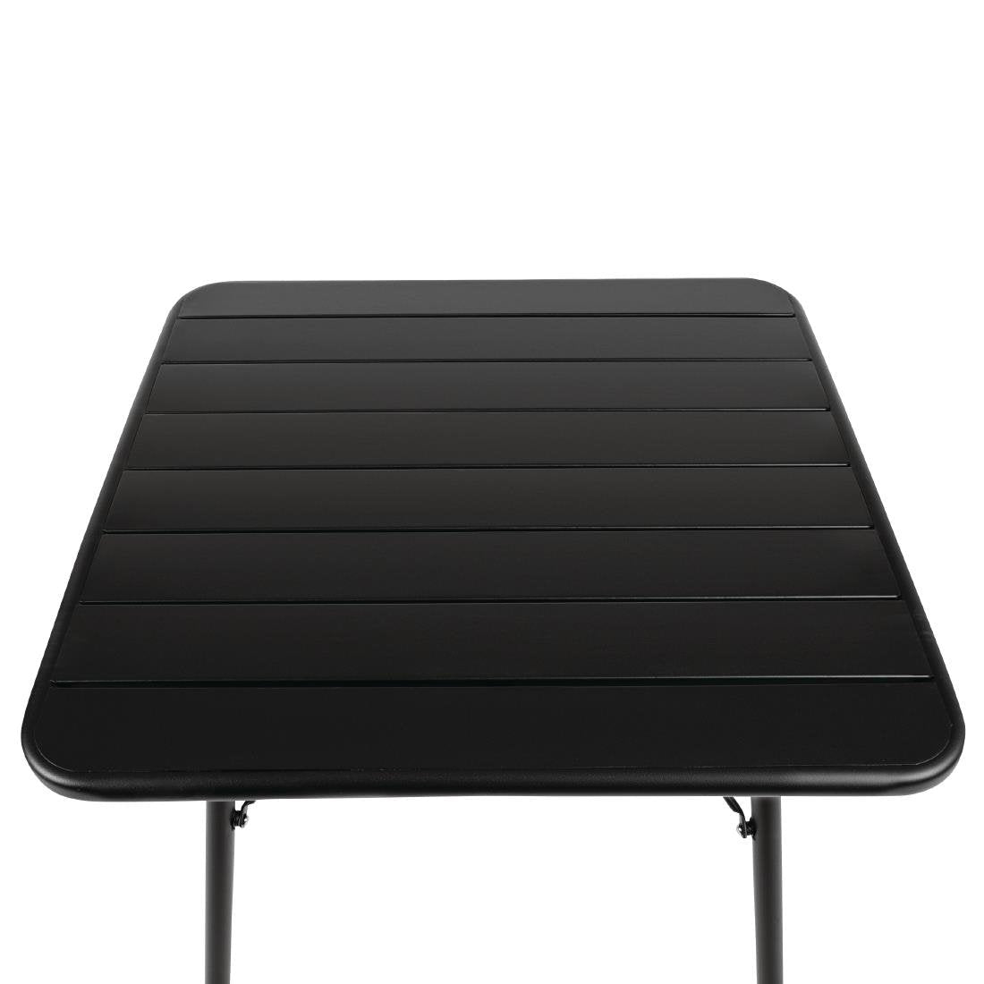 Bolero Square Slatted Steel Table Black 700mm - CS731