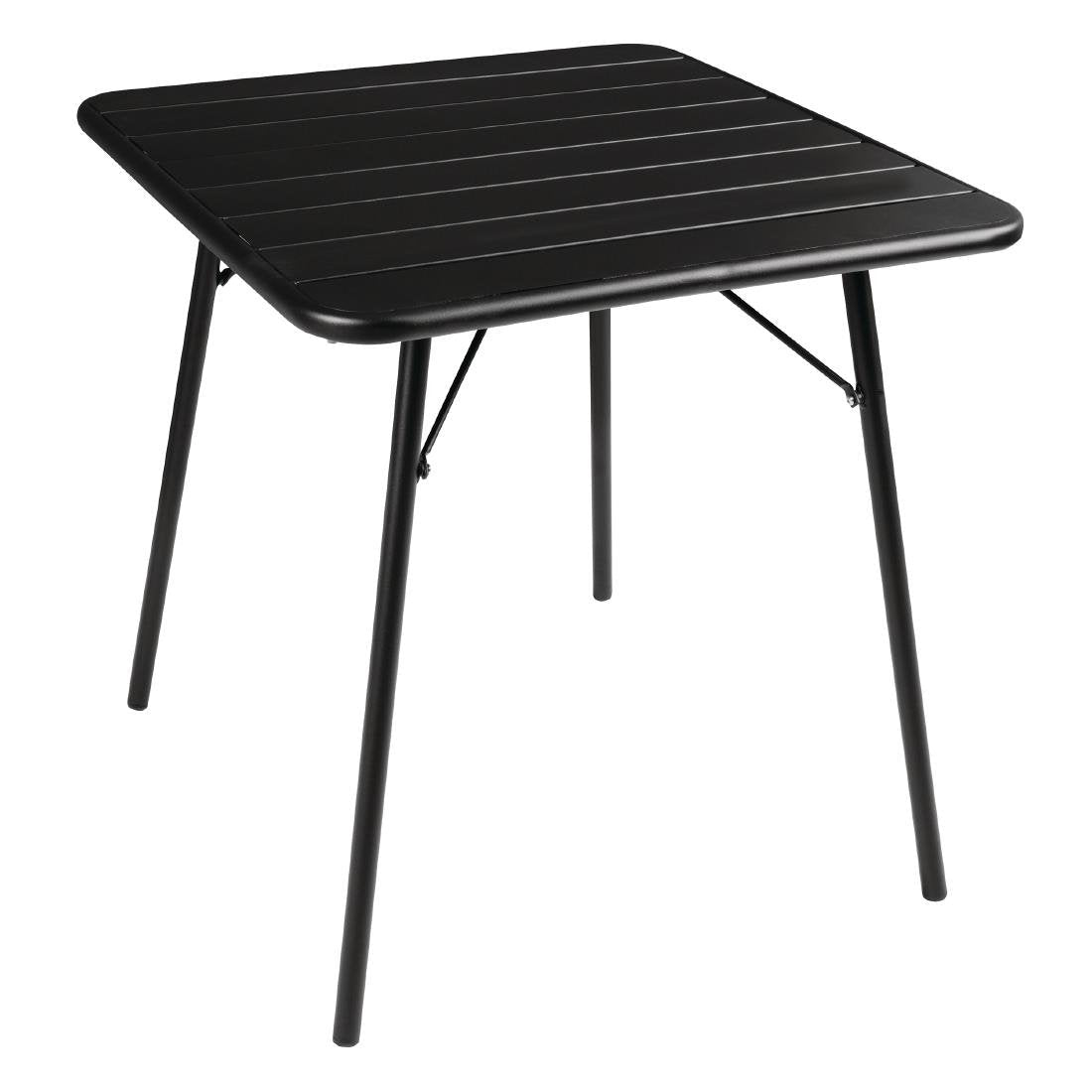 Bolero Square Slatted Steel Table Black 700mm - CS731