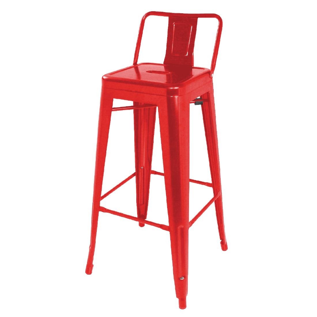 Bolero High Metal Bar Stools with Back Rests Red (Pack of 4) - DL872