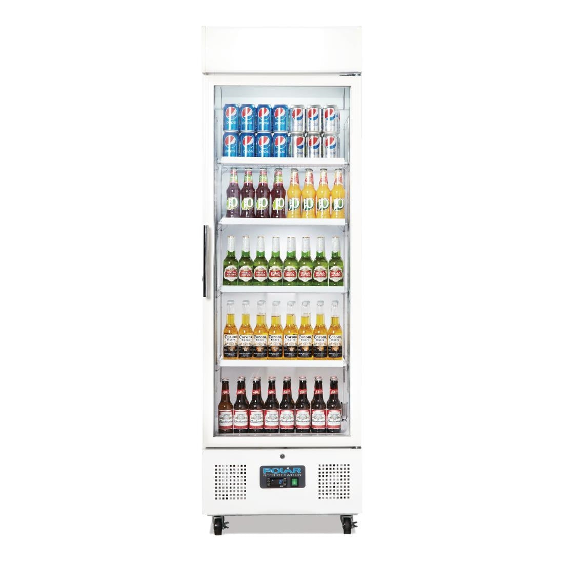 Polar G-Series Upright Display Fridge White 350Ltr - DM076-A