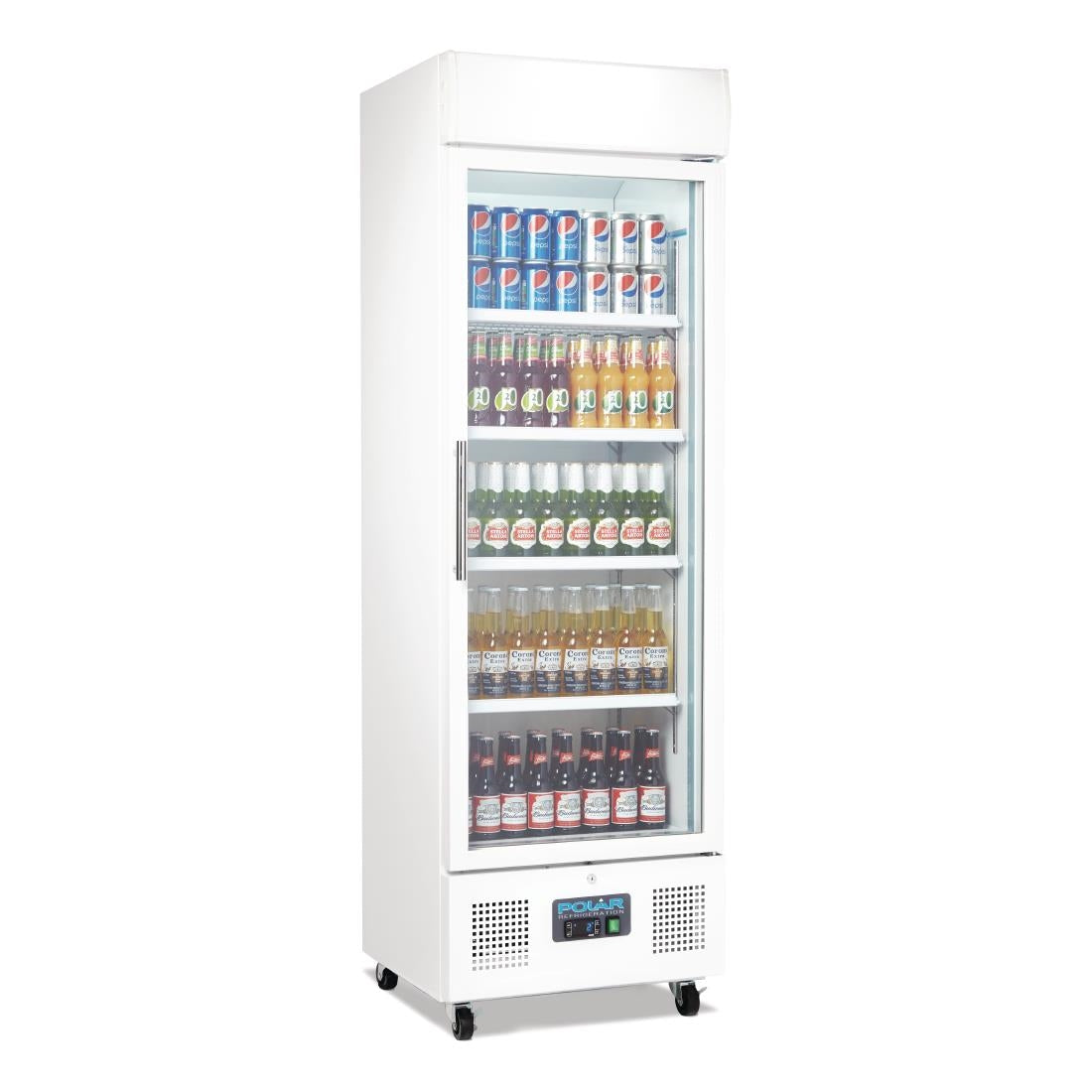 Polar G-Series Upright Display Fridge White 350Ltr - DM076-A