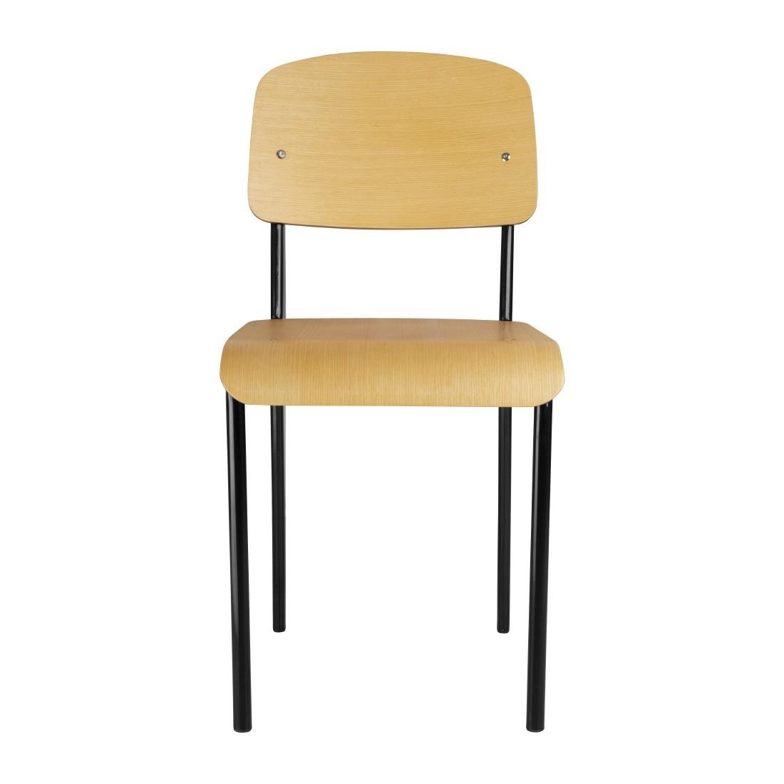 Bolero Wooden Dining Chairs with Black Steel Frame (Pack of 4) - DM338