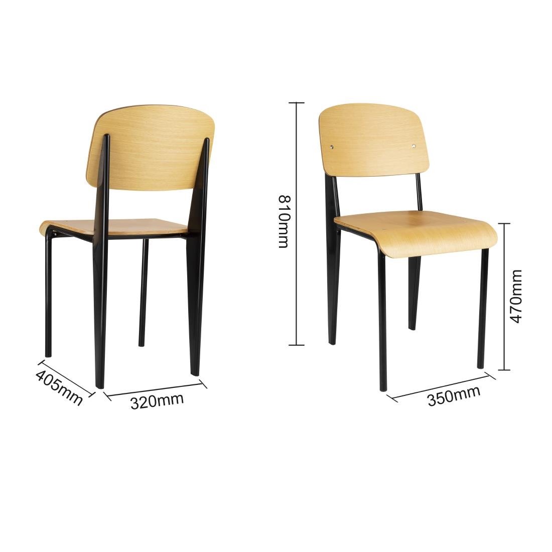 Bolero Wooden Dining Chairs with Black Steel Frame (Pack of 4) - DM338