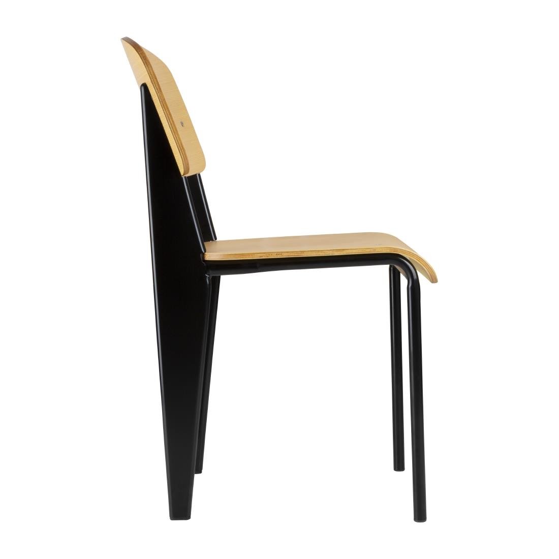 Bolero Wooden Dining Chairs with Black Steel Frame (Pack of 4) - DM338