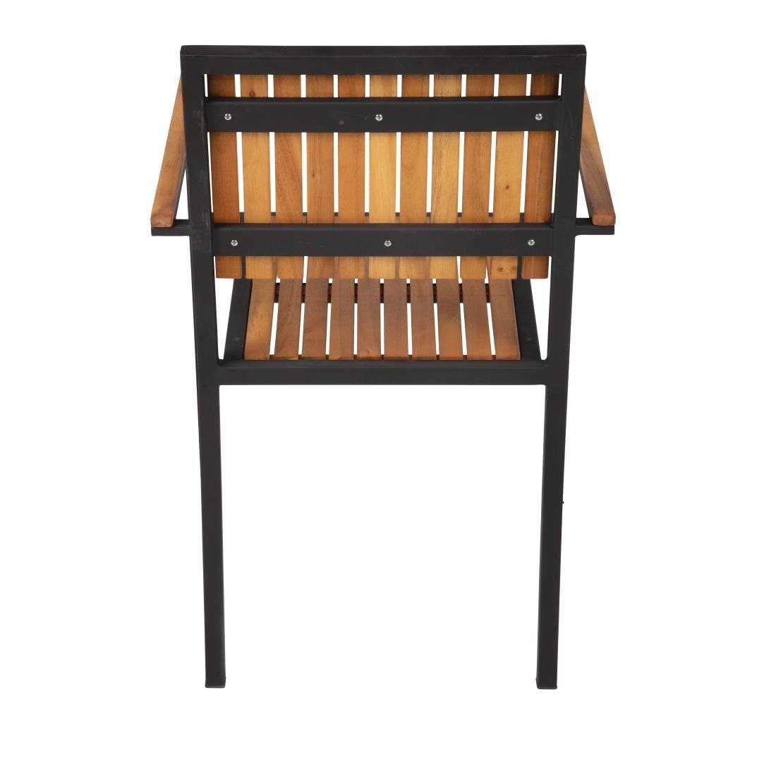 Bolero Steel & Acacia Armchair (Pack of 4) - DS151