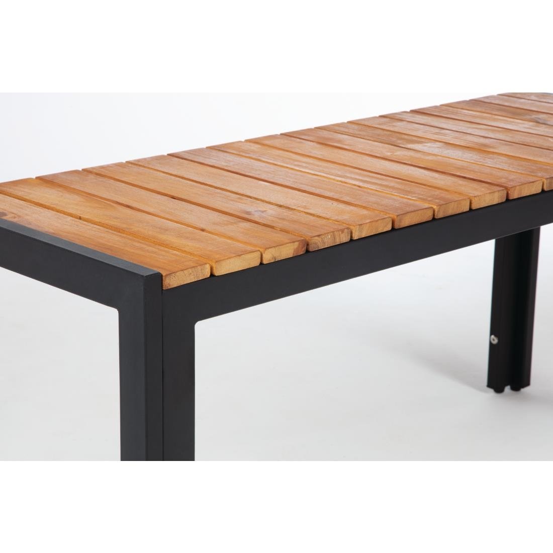 Bolero Rectangular Steel and Acacia Benches 1000mm (Pack of 2) - DS154