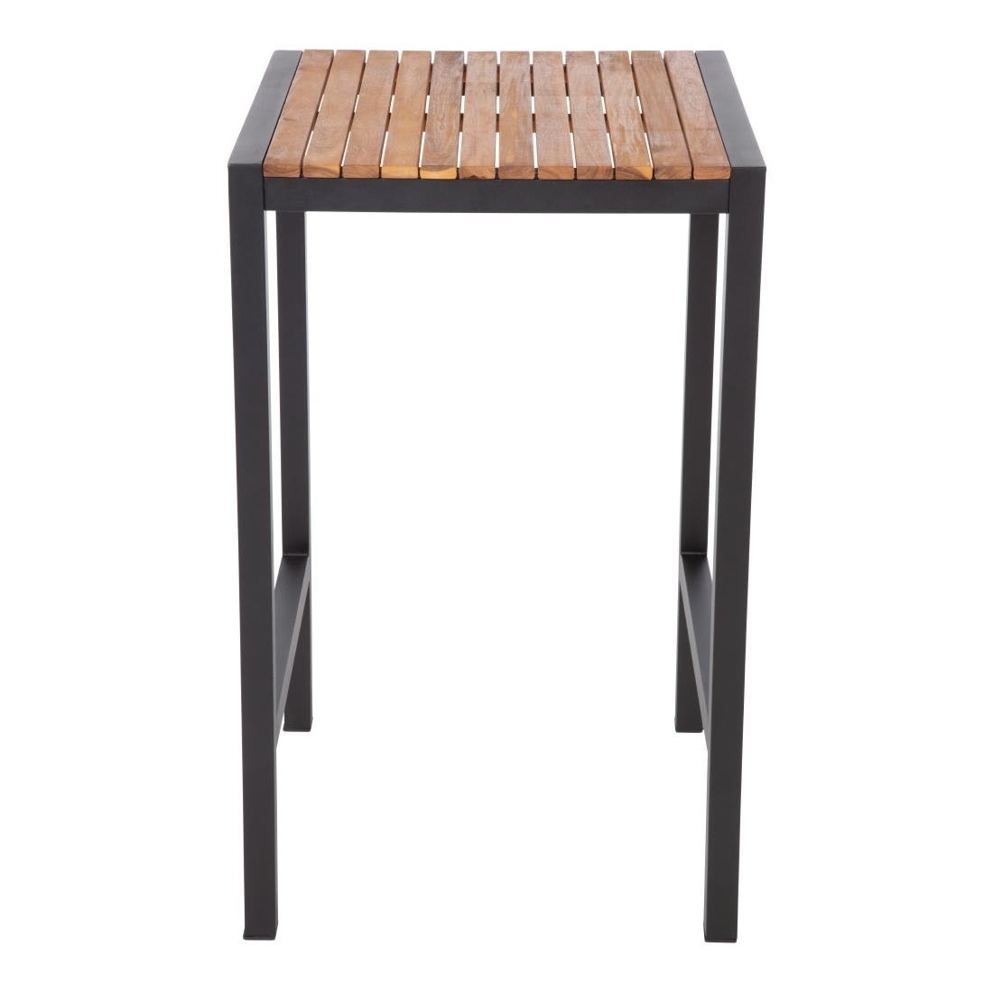 Bolero Square Steel and Acacia Bar Table 600mm - DS155