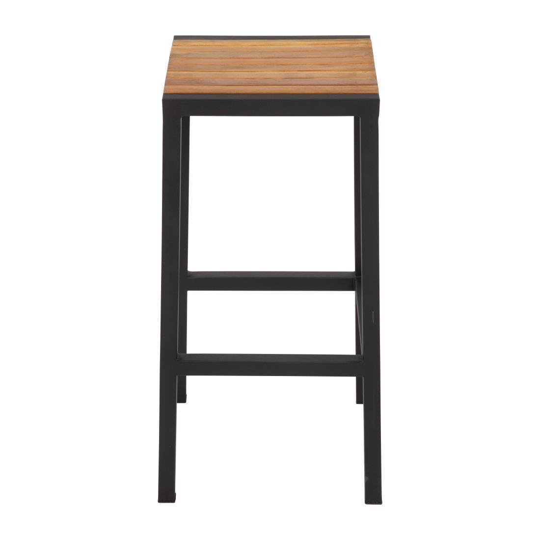Bolero Black Steel & Acacia Wood Bar Stools (Pack of 2) - DS156