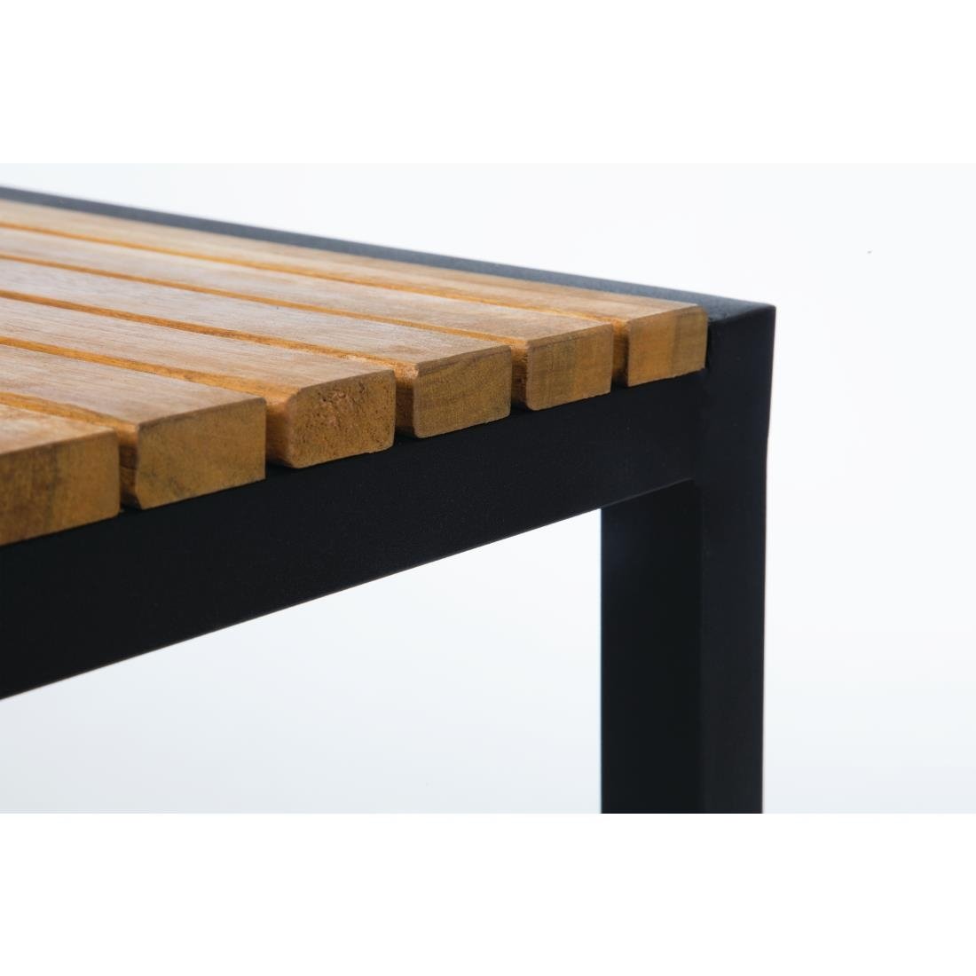 Bolero Black Steel & Acacia Wood Bar Stools (Pack of 2) - DS156