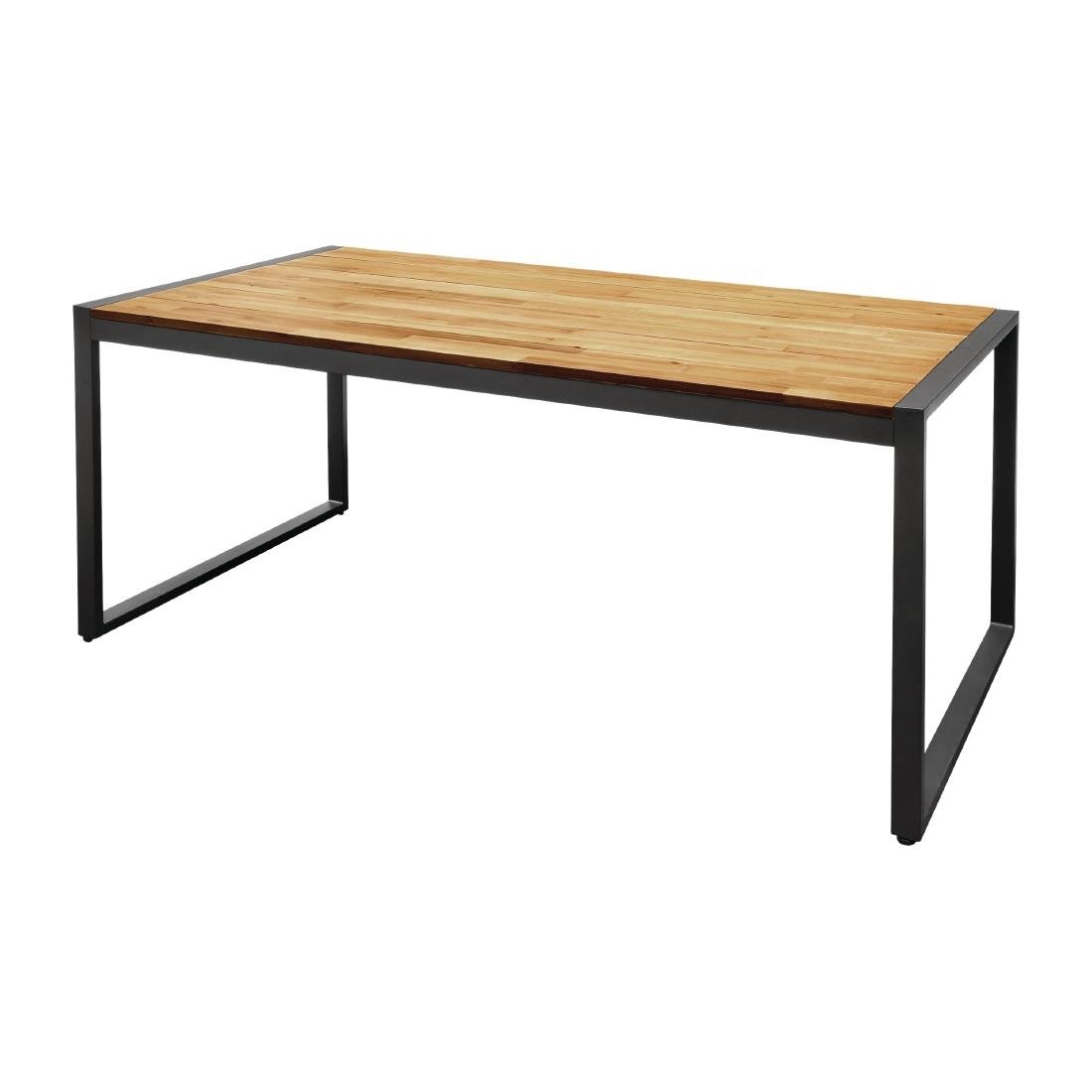 Bolero Acacia Wood and Steel Rectangular Industrial Table 1800mm - DS157