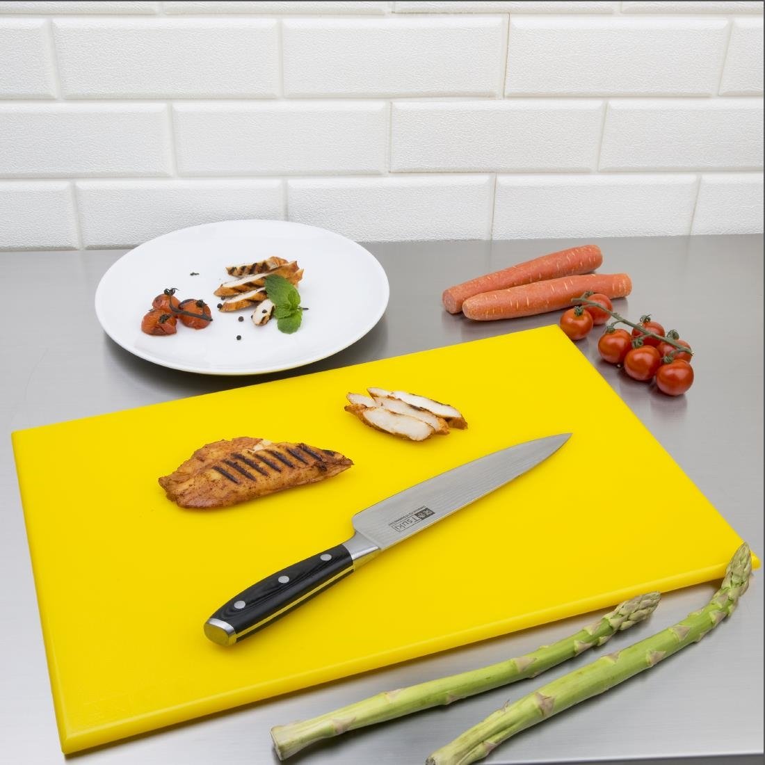 Hygiplas Antibacterial High Density Chopping Board Yellow - 455x305x12mm - F156