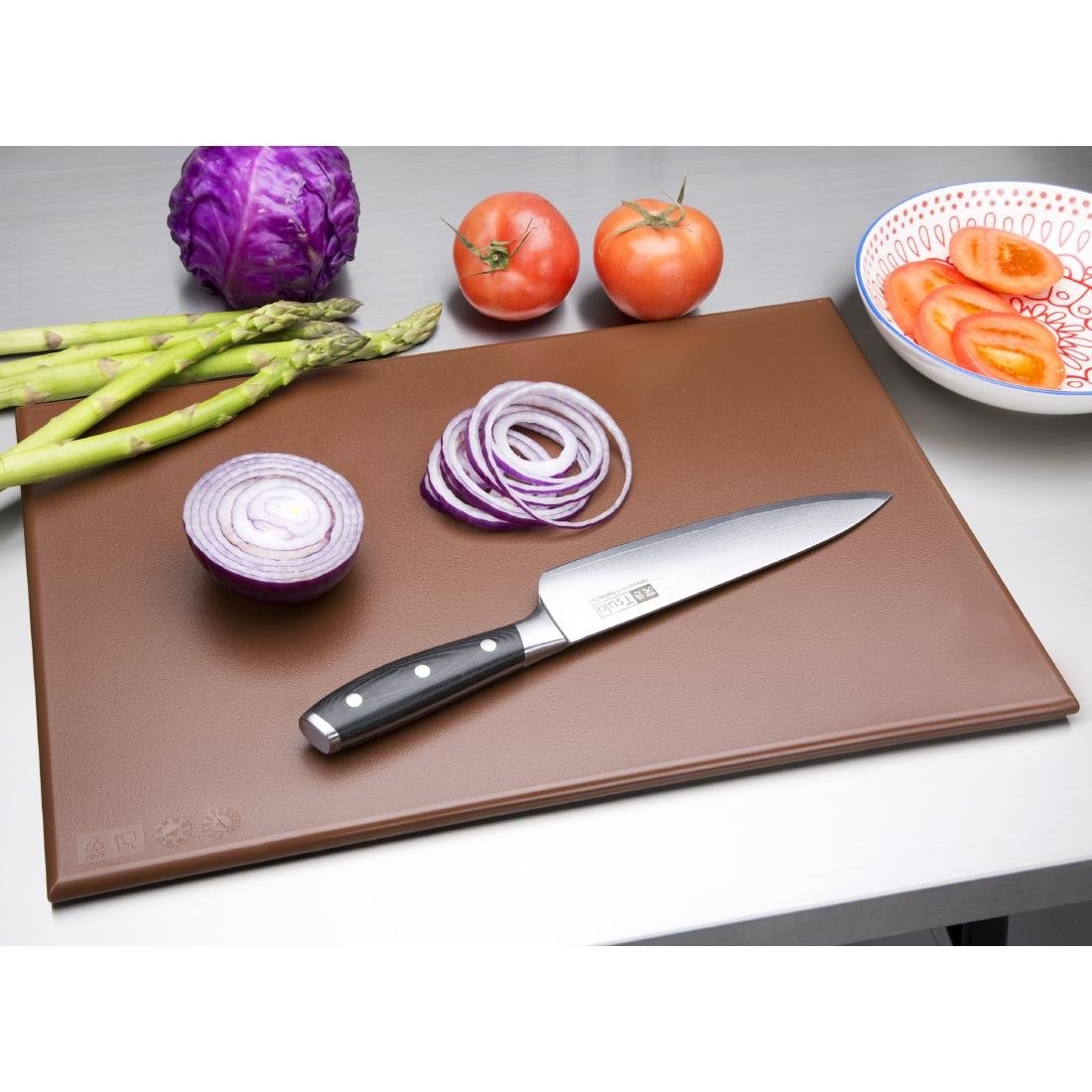 Hygiplas Antibacterial High Density Chopping Board Brown - 455x305x12mm - F160