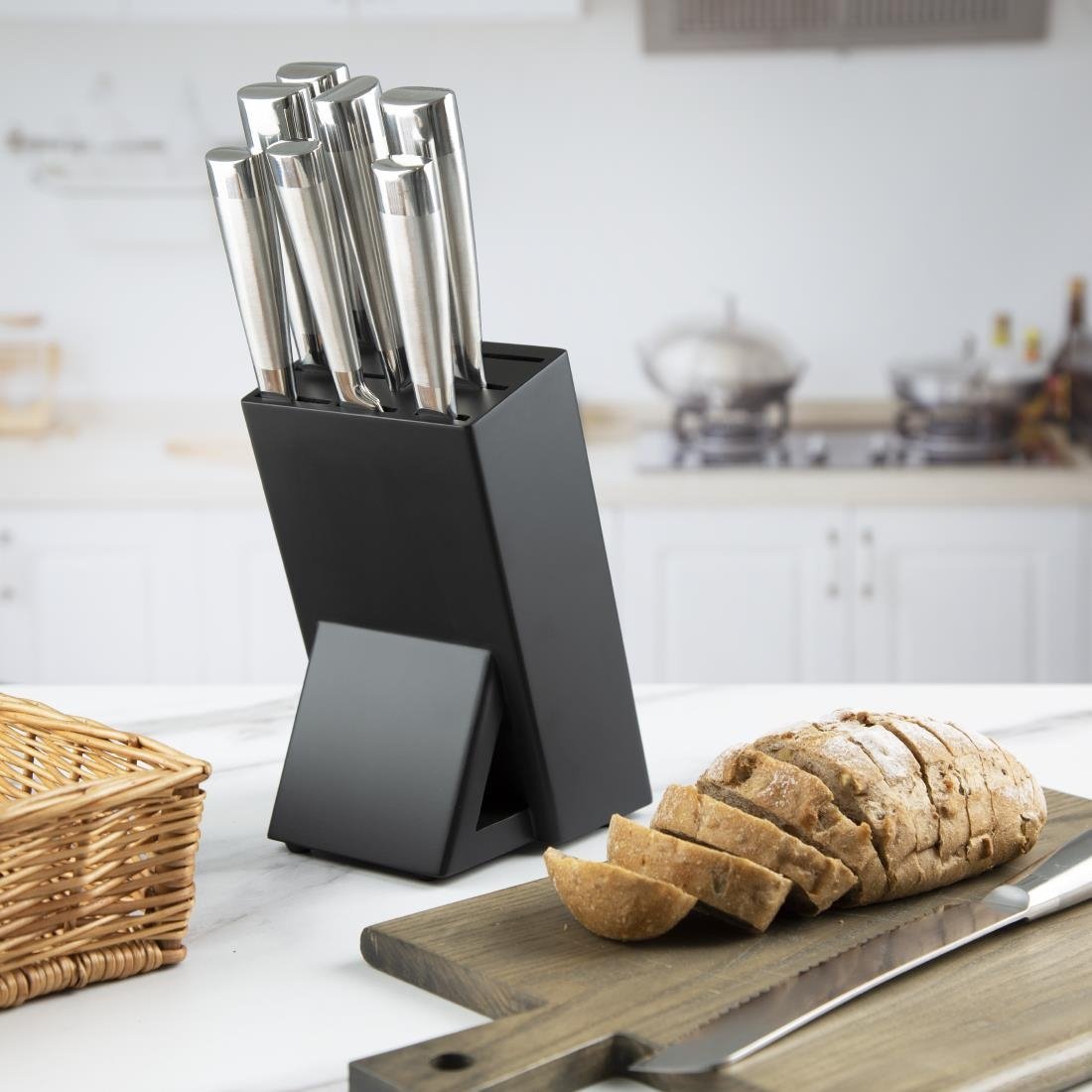 Vogue Tsuki Black Wooden Knife Block - FS662