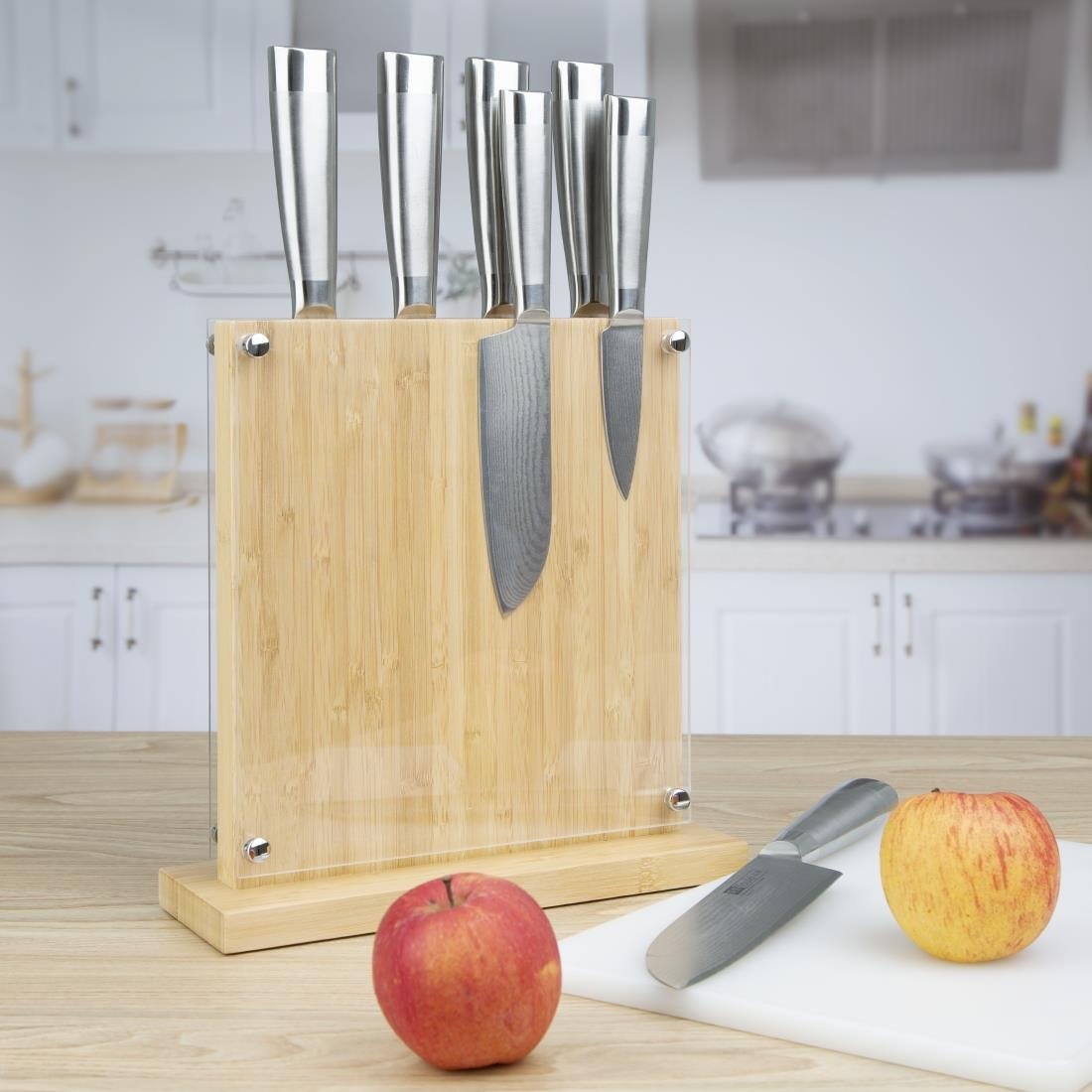 Vogue Wood Acrylic Magnetic Knife Block - FS663