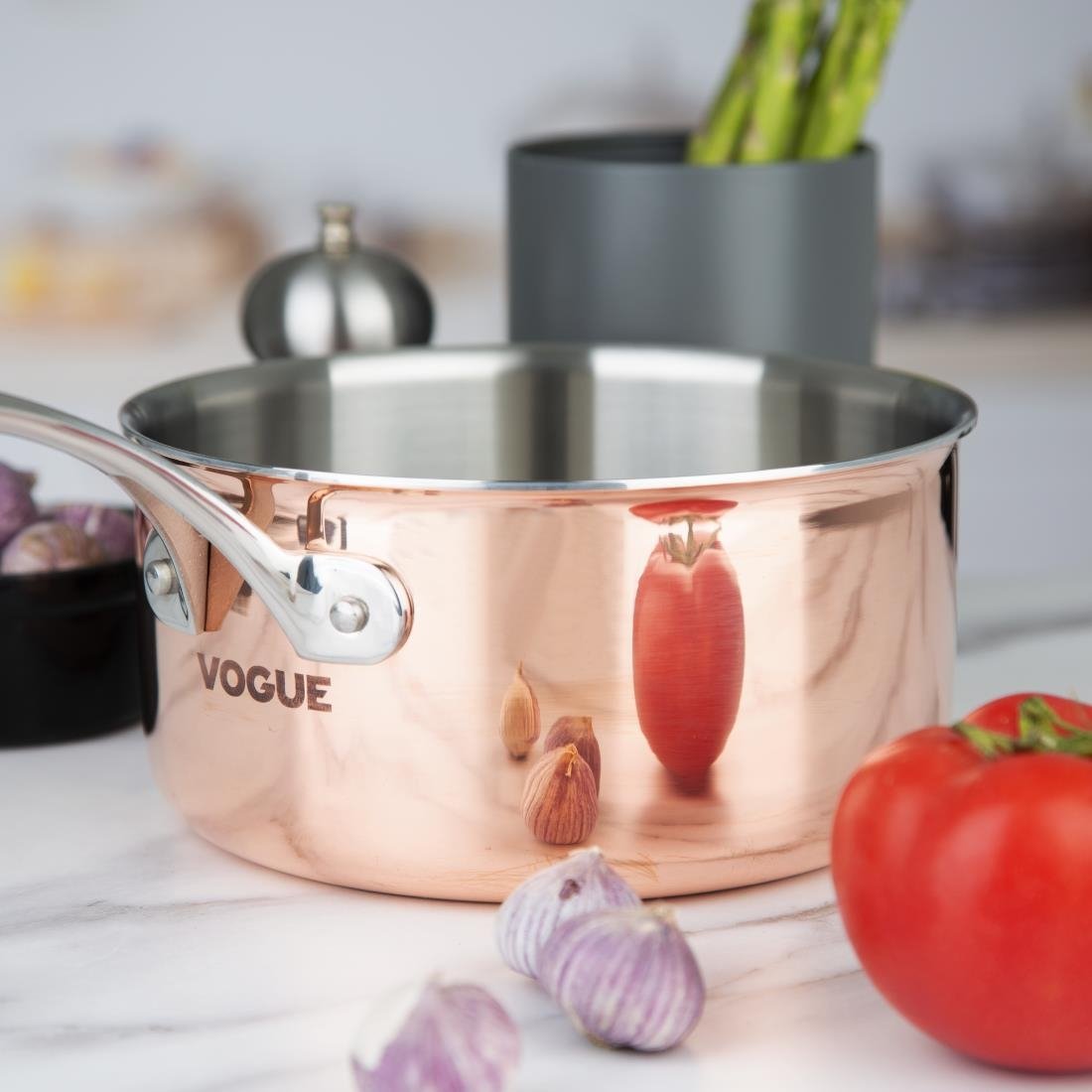 Vogue Induction Tri-Wall Copper Saucepan - 200x100mm - FS667