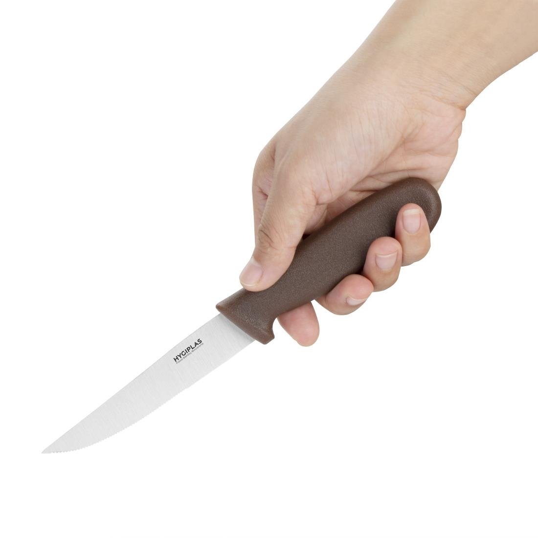 Hygiplas Vegetable Knife Serrated Brown 102mm - FX125