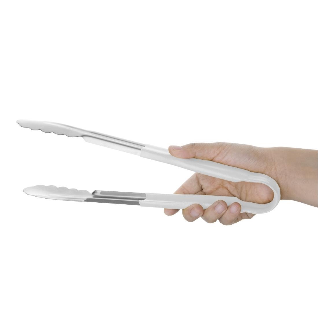 Hygiplas Colour Coded Serving Tong White 300mm - FX130