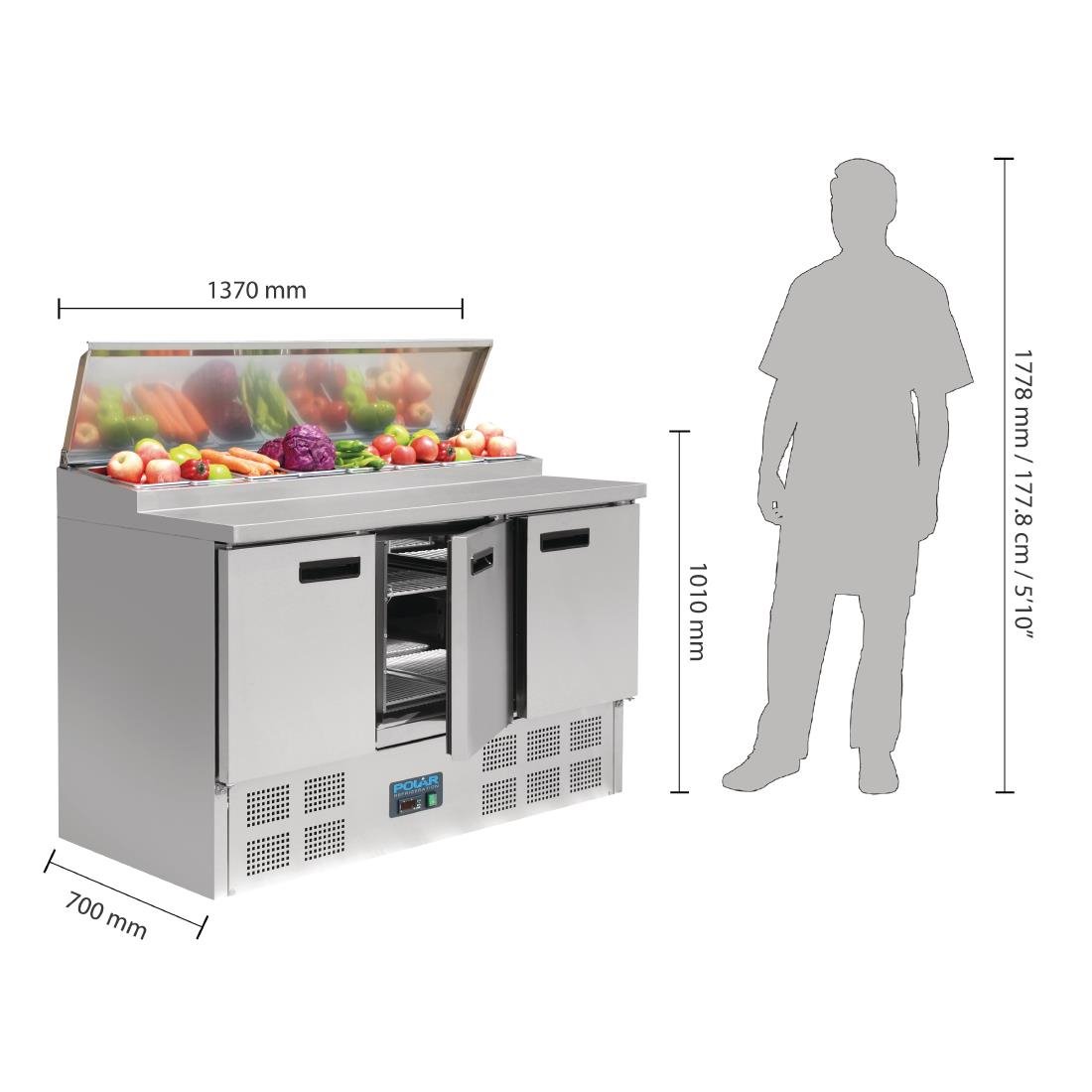 Polar G-Series Pizza Prep Counter Fridge 390Ltr - G605-A