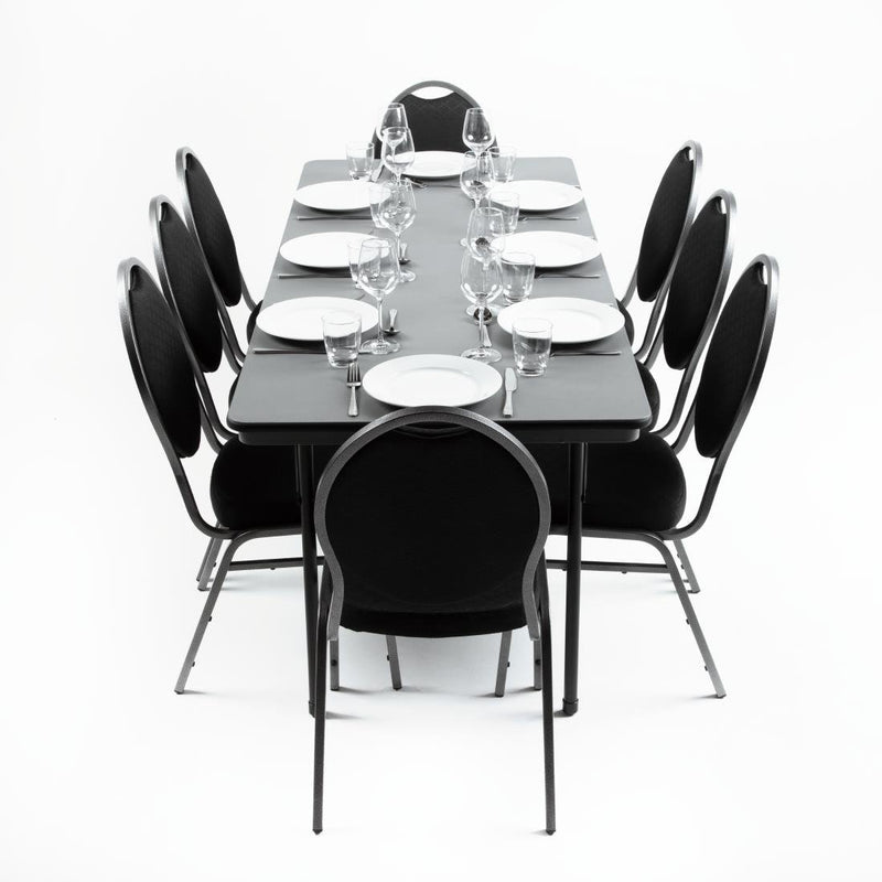 Bolero ABS Folding Banquet Rectangular Table 6ft Grey