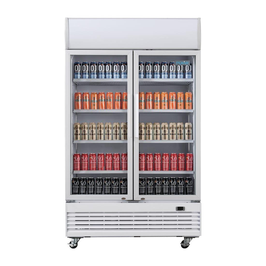 Polar G-Series Hinged Door Upright Display Cooler with Light Box 950Ltr - GE580-A