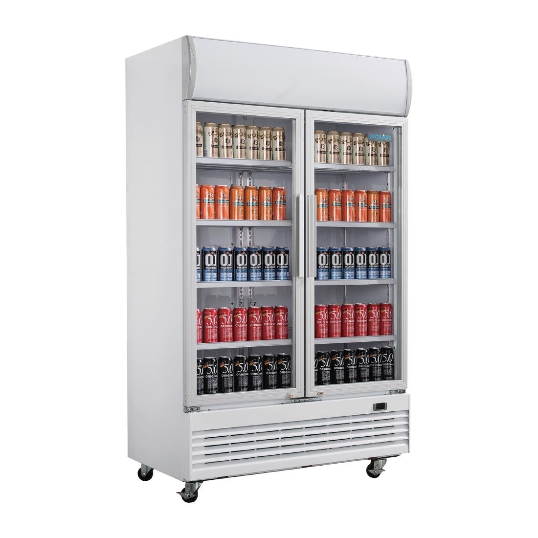 Polar G-Series Hinged Door Upright Display Cooler with Light Box 950Ltr - GE580-A