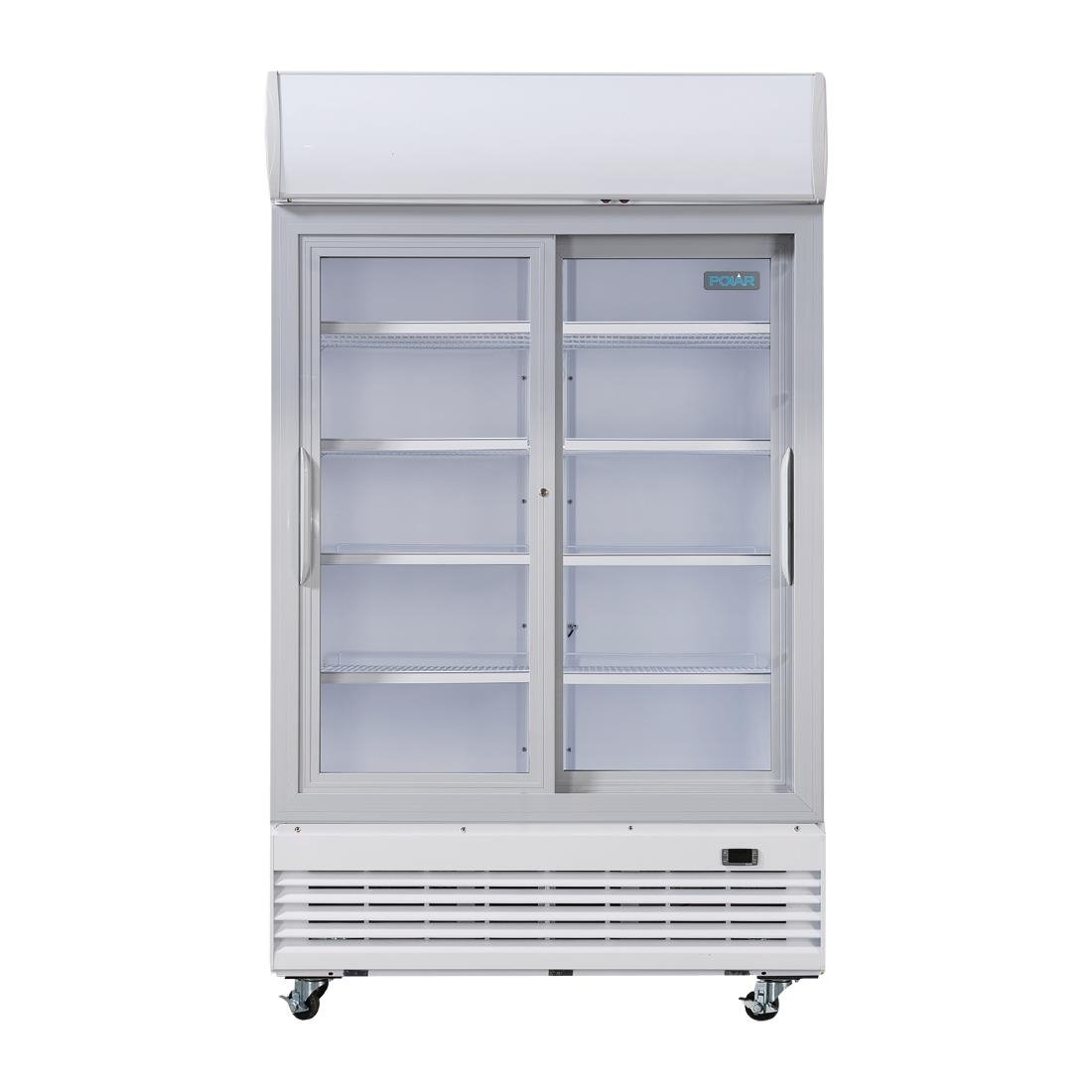 Polar G-Series Sliding Door Upright Display Cooler with Light Box 950Ltr - GE581-A
