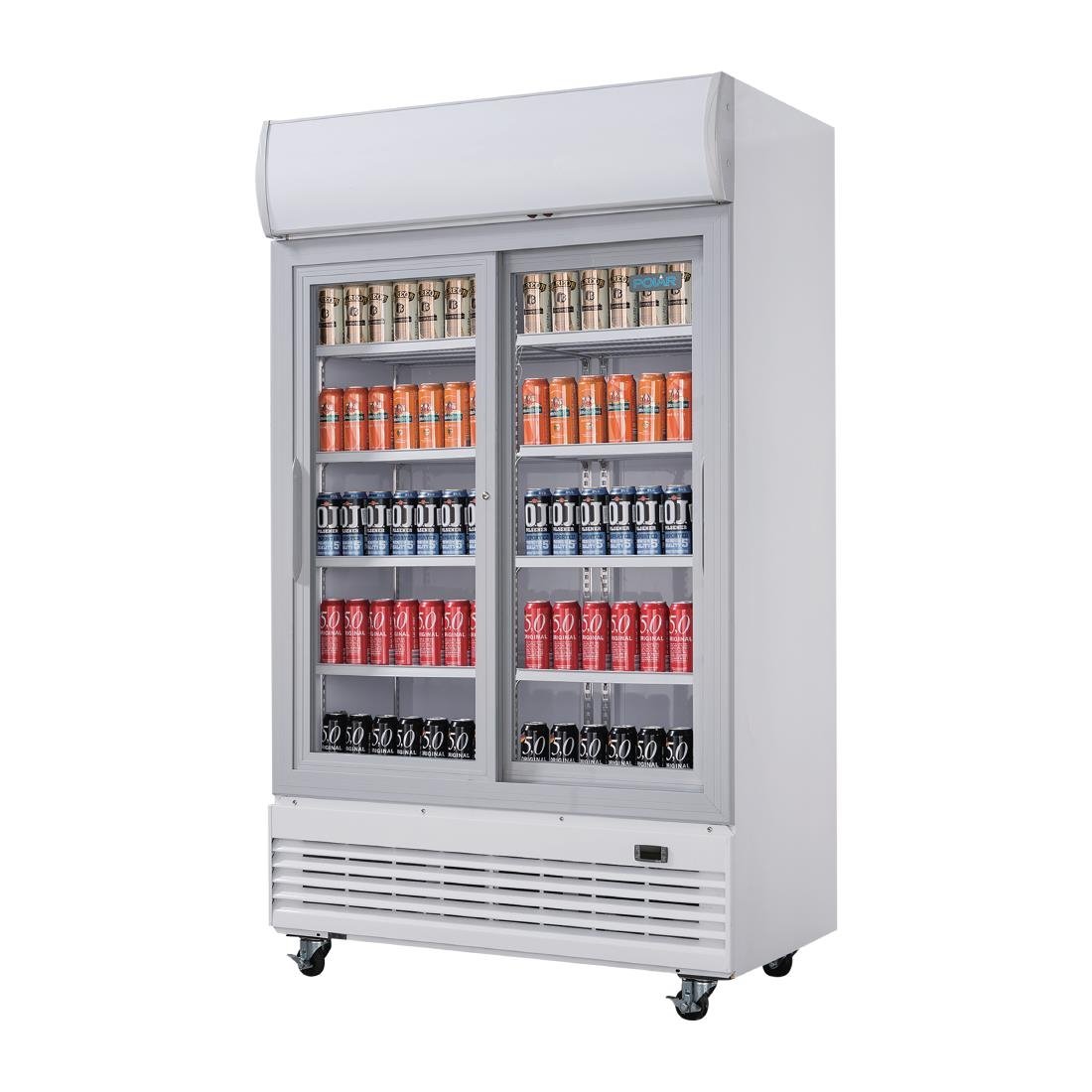 Polar G-Series Sliding Door Upright Display Cooler with Light Box 950Ltr - GE581-A