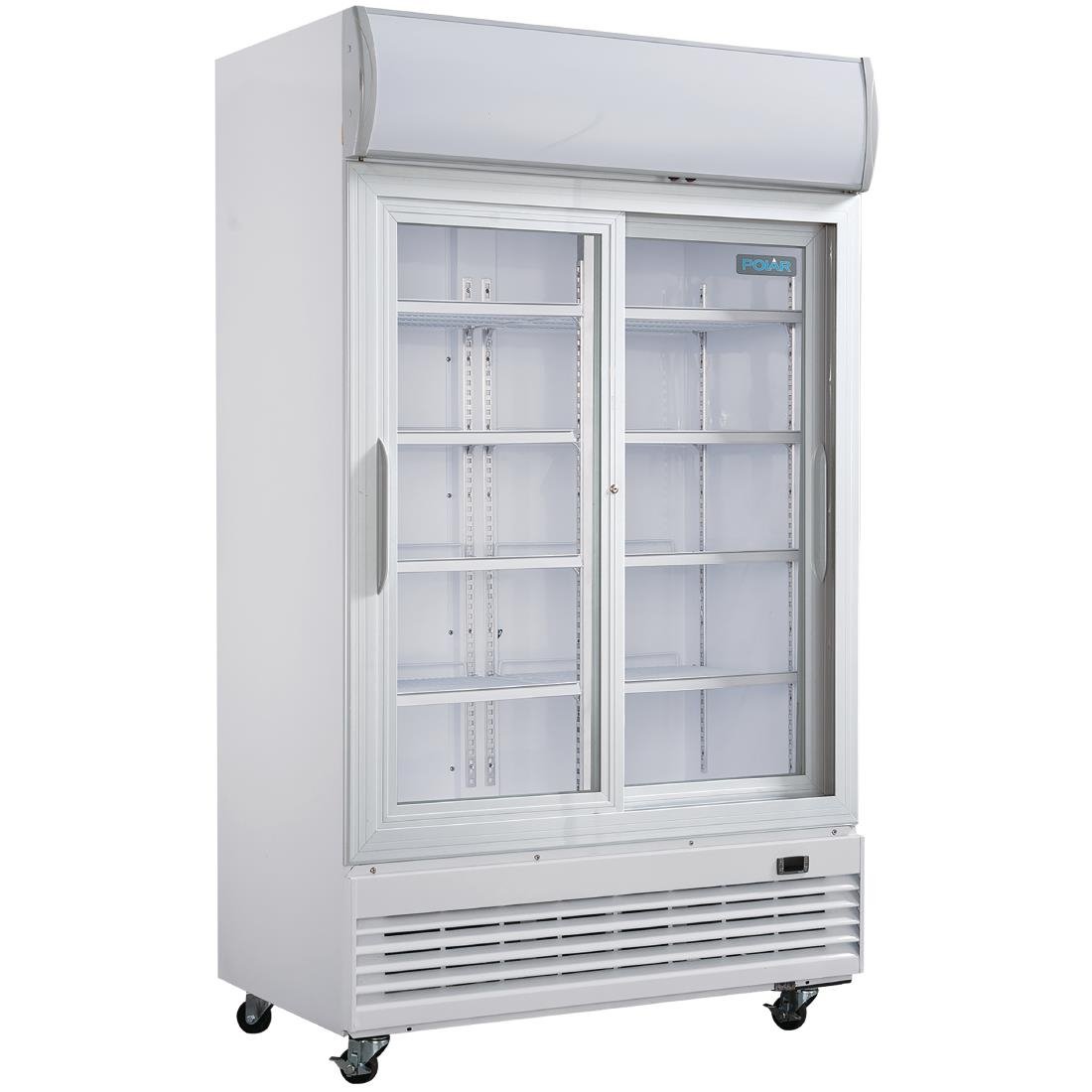 Polar G-Series Sliding Door Upright Display Cooler with Light Box 950Ltr - GE581-A