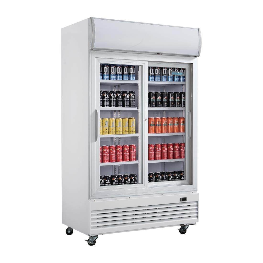 Polar G-Series Sliding Door Upright Display Cooler with Light Box 950Ltr - GE581-A