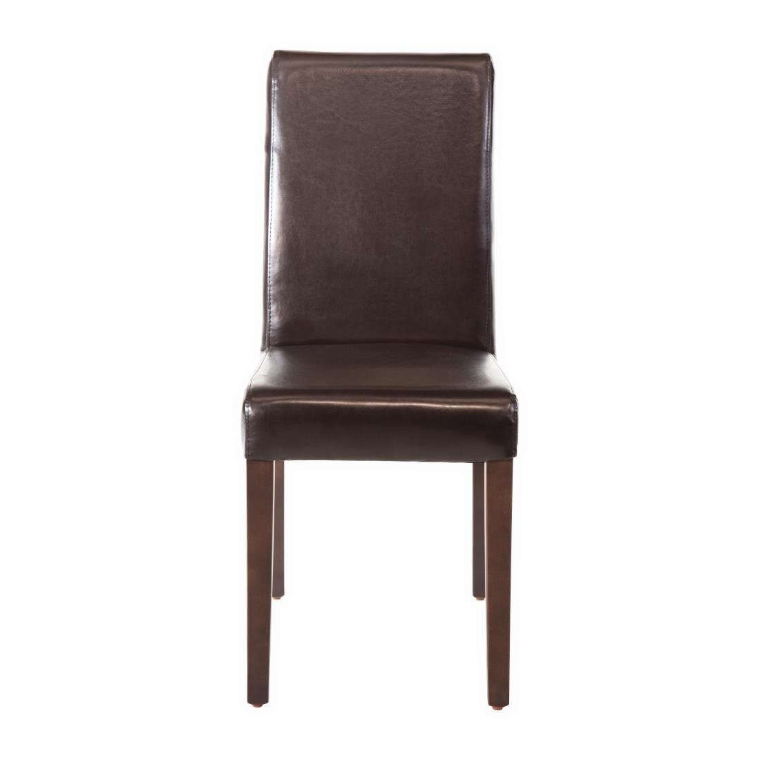 Bolero Faux Leather Dining Chairs Brown (Pack of 2) - GF955
