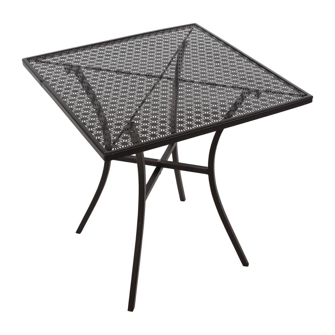 Bolero Black Steel Patterned Square Bistro Table 700mm - GG706