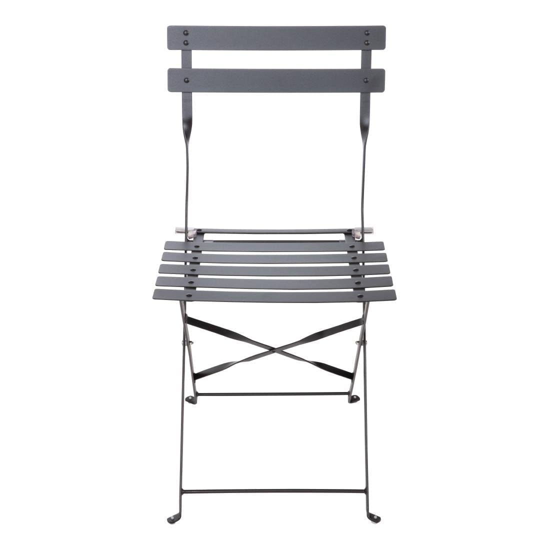 Bolero Black Pavement Style Steel Folding Chairs (Pack of 2) - GH553