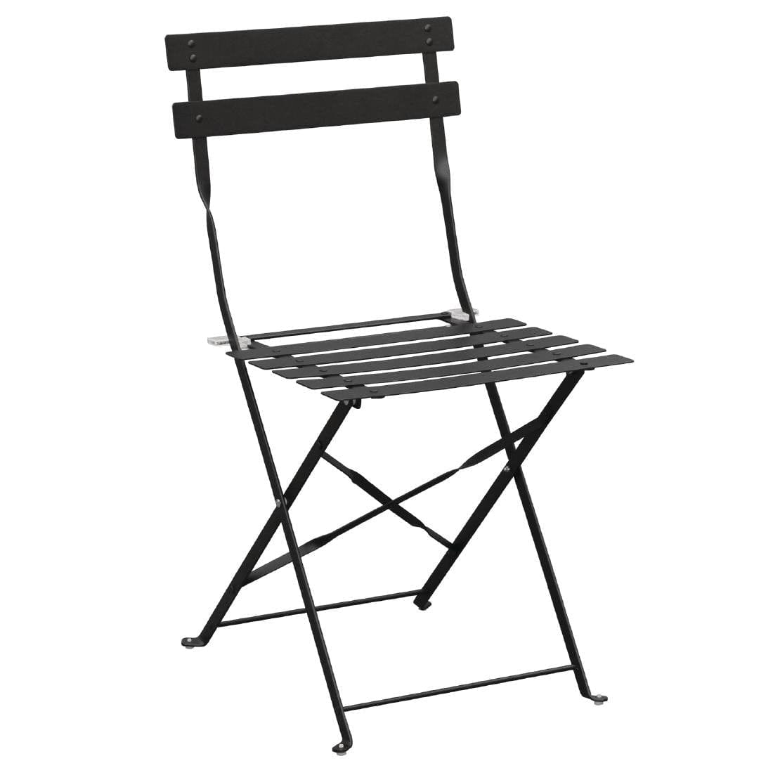 Bolero Black Pavement Style Steel Folding Chairs (Pack of 2) - GH553