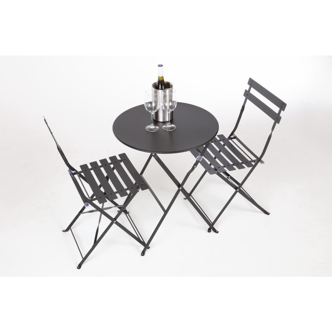 Bolero Black Pavement Style Steel Folding Chairs (Pack of 2) - GH553
