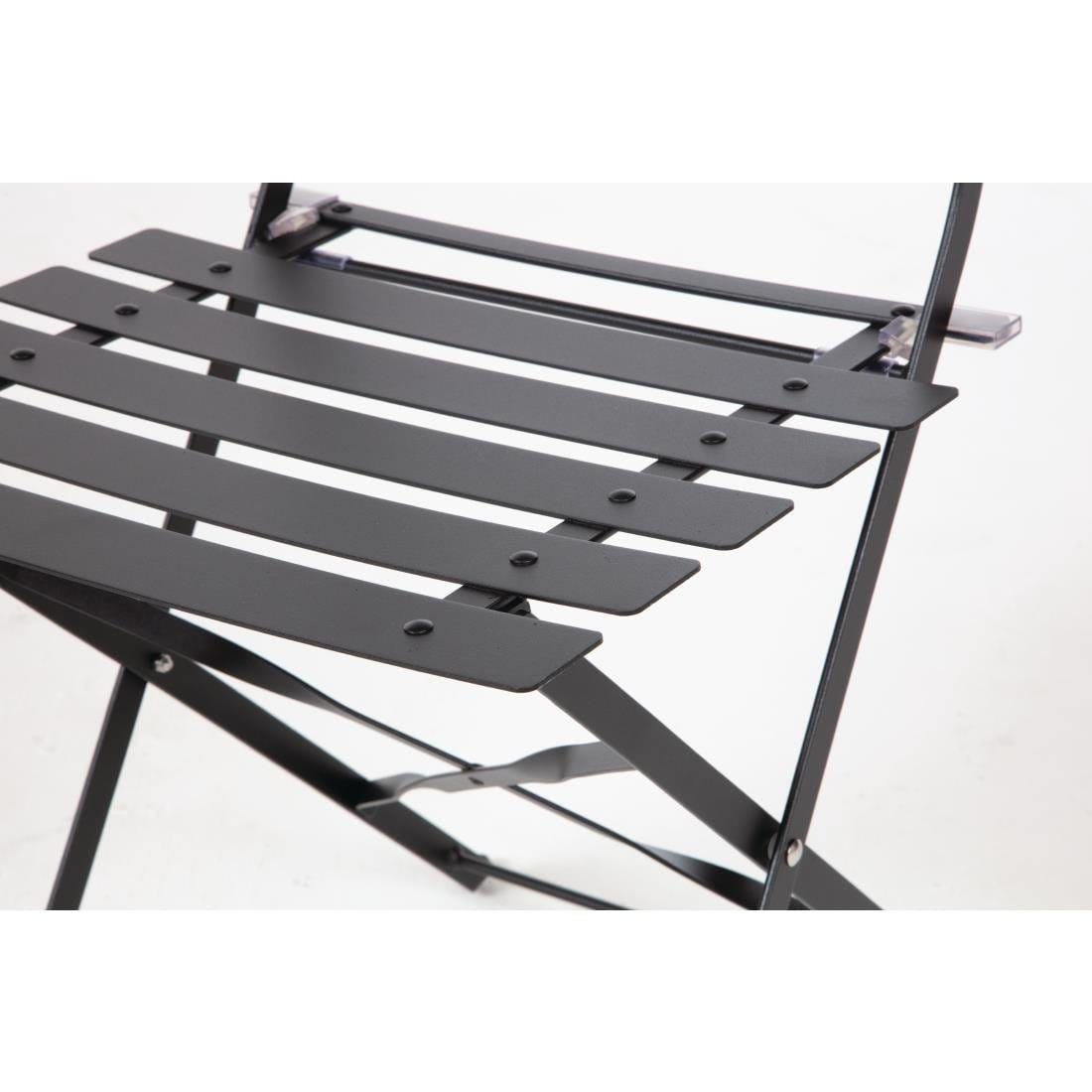 Bolero Black Pavement Style Steel Folding Chairs (Pack of 2) - GH553