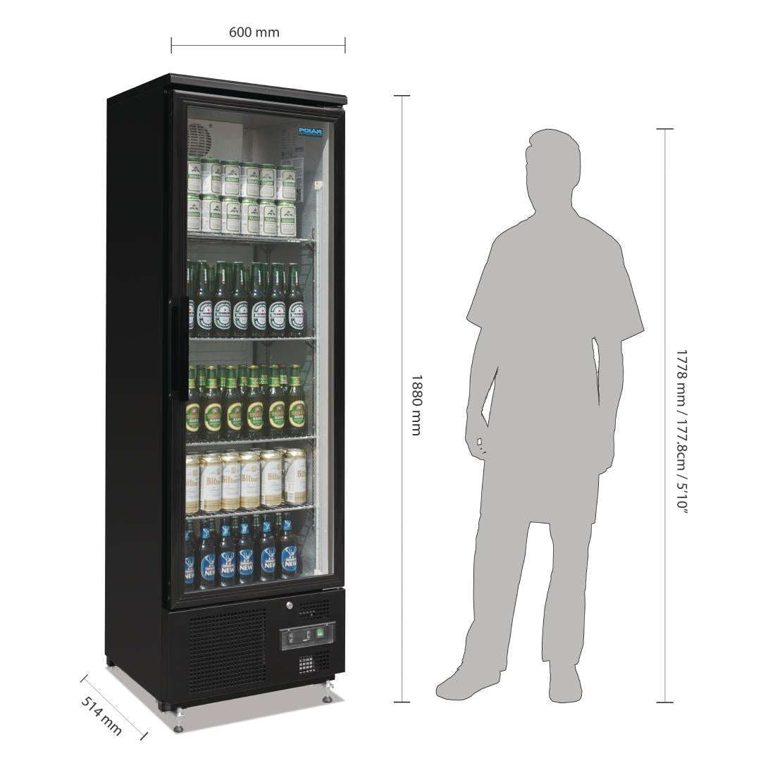 Polar G-Series Upright Back Bar Cooler with Hinged Door 307Ltr - GJ447-A