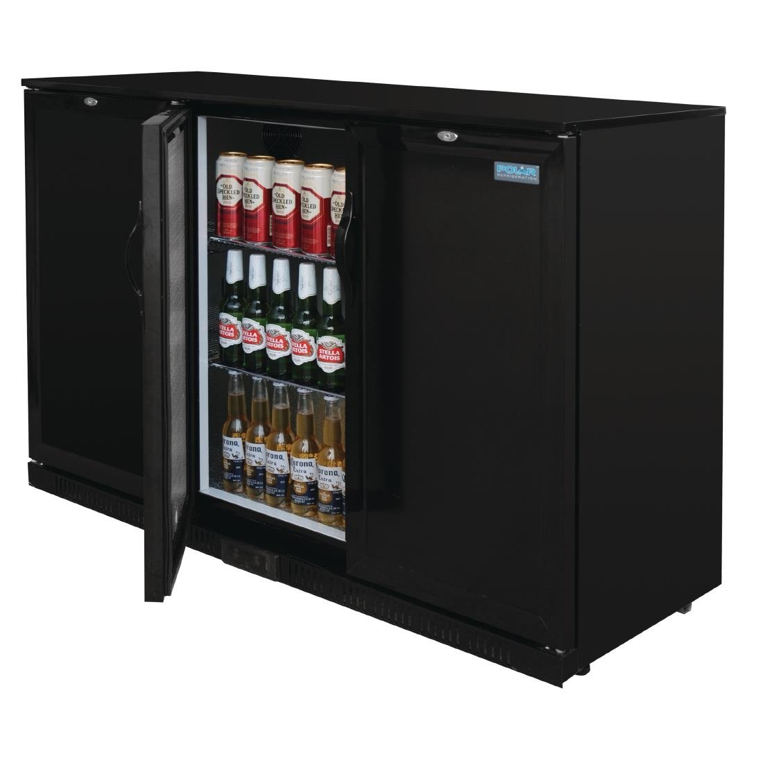Polar G-Series 900mm Triple Solid Door Back Bar Cooler in Black 330Ltr - GL017-A