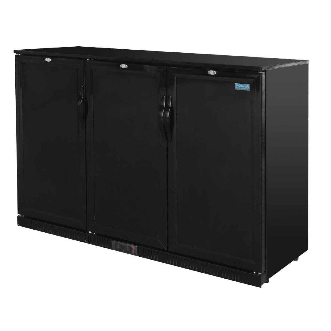 Polar G-Series 900mm Triple Solid Door Back Bar Cooler in Black 330Ltr - GL017-A