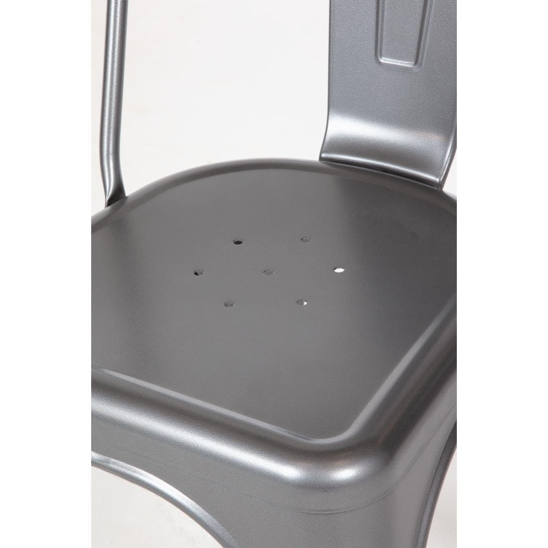 Bolero Gun Metal Grey Steel Bistro Side Chair (Pack of 4) - GL329