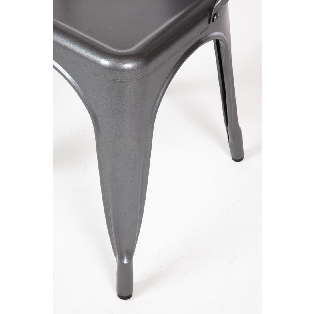 Bolero Gun Metal Grey Steel Bistro Side Chair (Pack of 4) - GL329