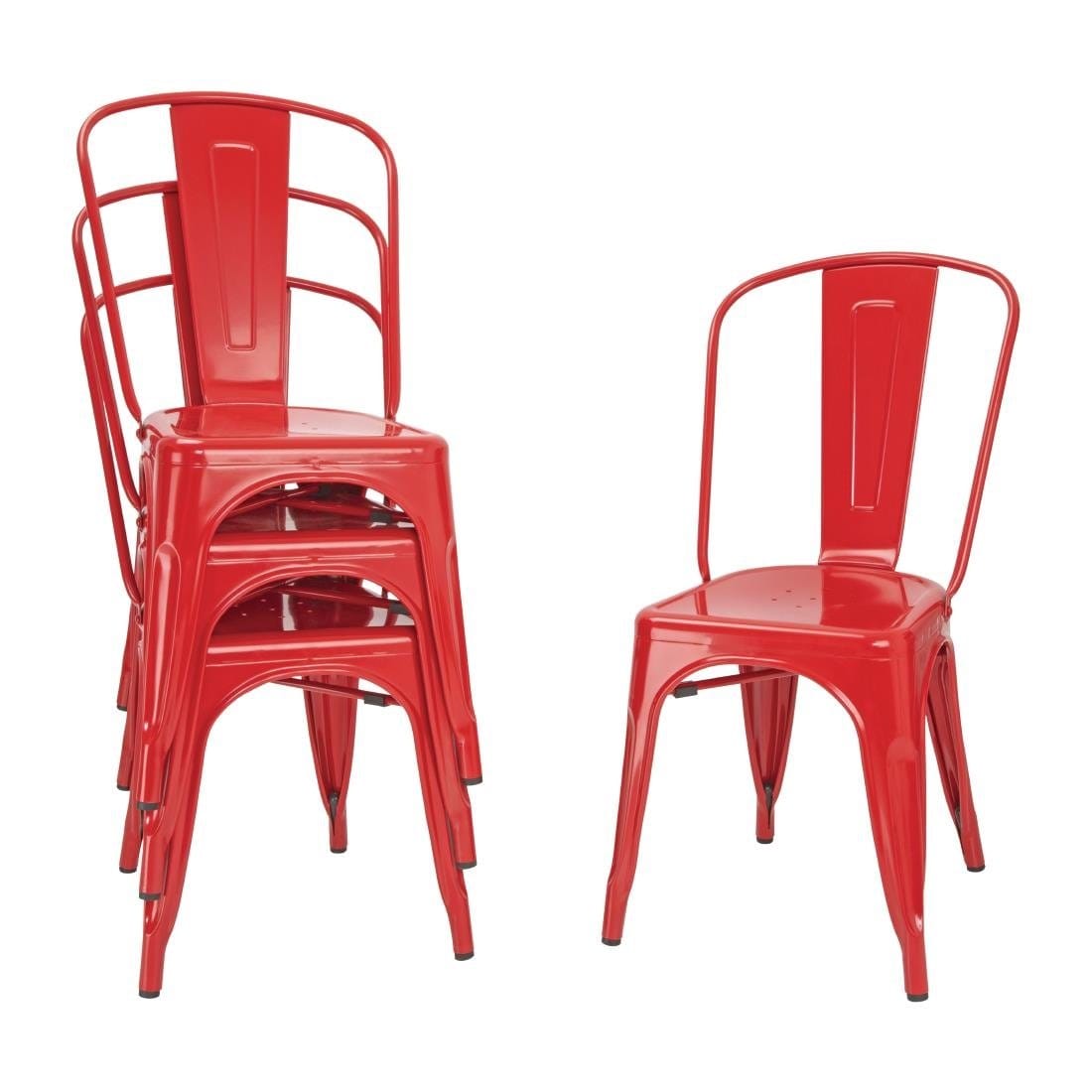 Bolero Red Steel Bistro Side Chair (Pack of 4) - GL330