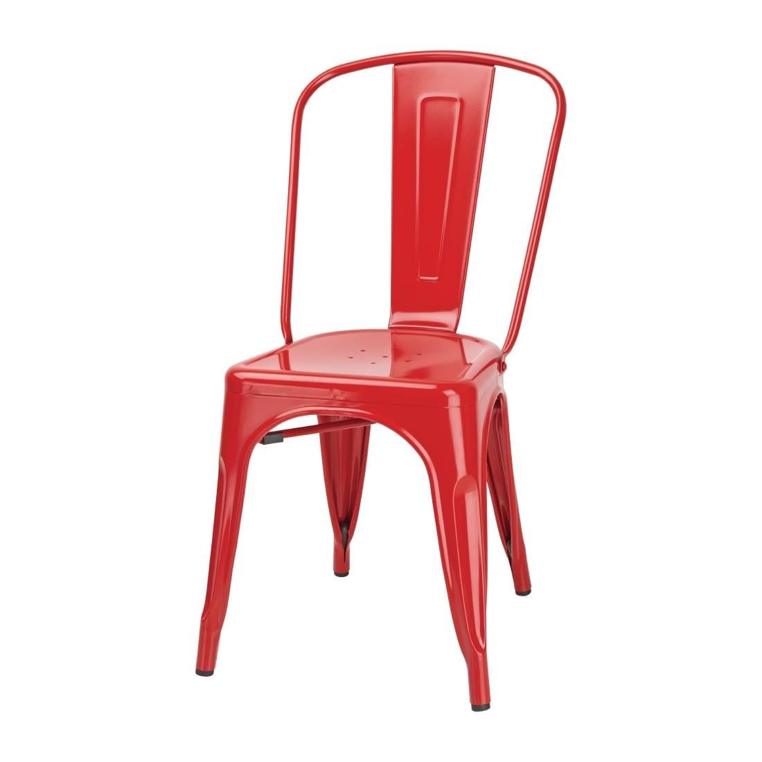 Bolero Red Steel Bistro Side Chair (Pack of 4) - GL330