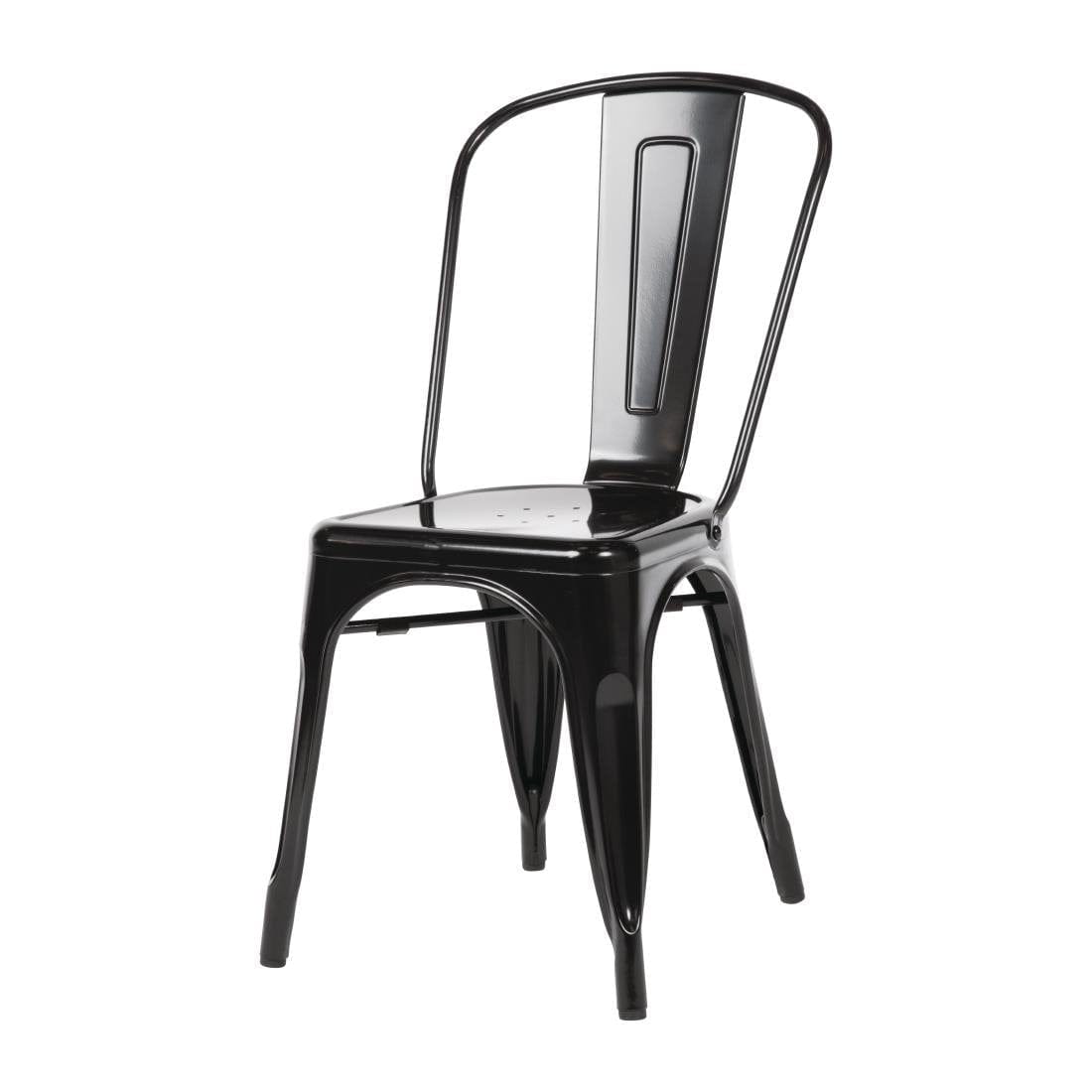 Bolero Black Steel Bistro Side Chair (Pack of 4) - GL331
