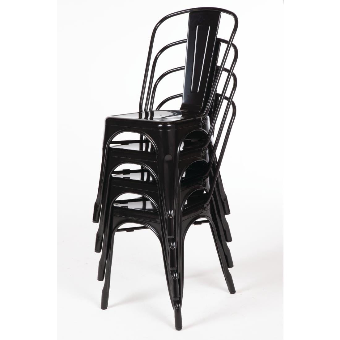 Bolero Black Steel Bistro Side Chair (Pack of 4) - GL331
