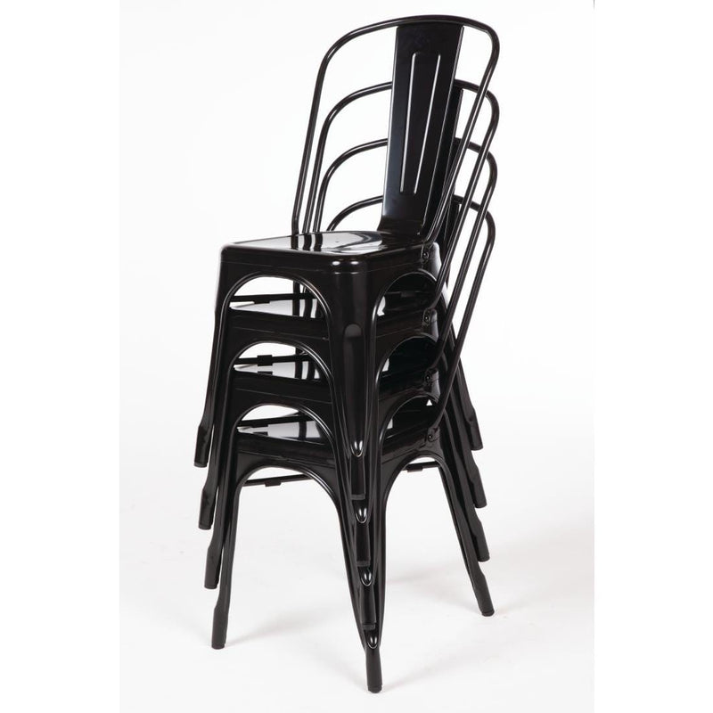 Bolero Black Steel Bistro Side Chair (Pack of 4)