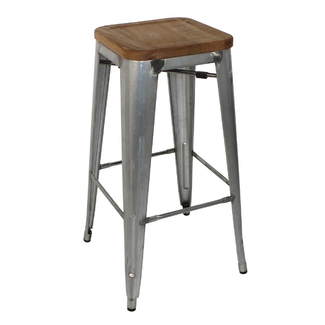 Bolero High Metal Bar Stools with Wooden Seat Pad - GM638