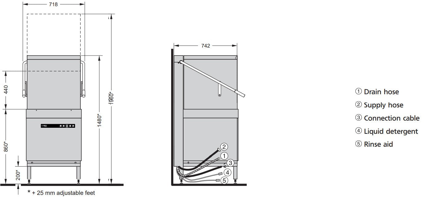Hobart ECOMAX Single Phase 15Amp Dishwasher - ECOMAX604